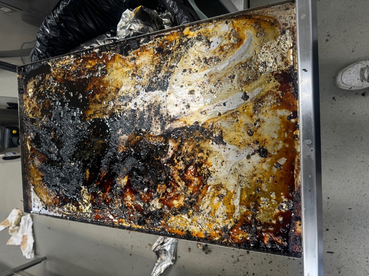 Sheet pan before cleaning