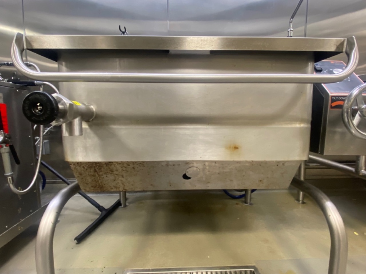 Tilt skillet before stainless polish
